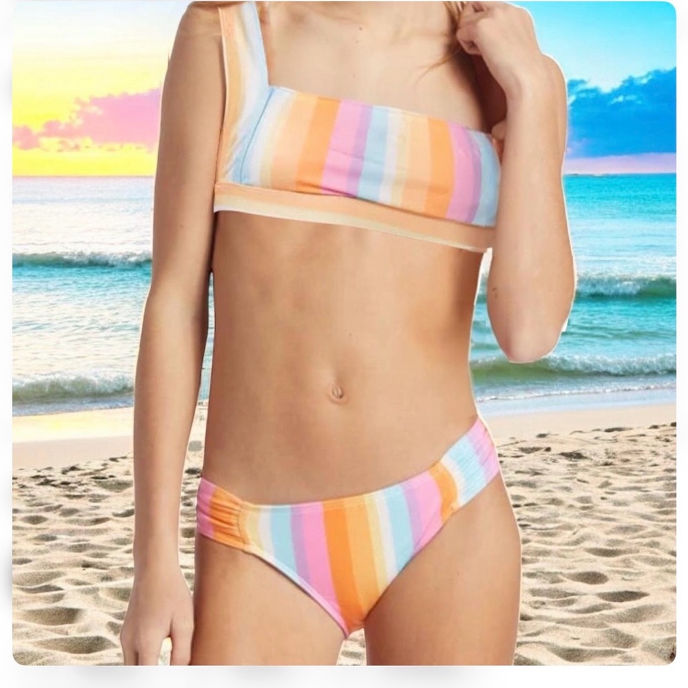 NWT Billabong Two-piece “On The Bright Side” Bathing Suit Set for Girls Multi 10